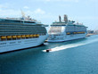 passenger ships and a powerboat in port of Barcelona, Spain passenger ships and a powerboat in port of Barcelona, Spain