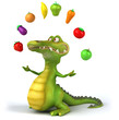 Crocodile et légumes