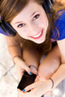 Girl with mp3 player