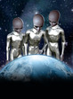 Illustration: grey aliens and earth grey aliens and earth