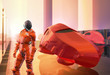 futuristic red pilot car