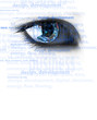 Illustration: Background with eye and words - internet concept Background with eye and words - internet concept