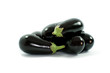 Fresh eggplants on a white background