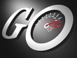 go speedometer text on black
