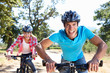 Young couple on country bike ride