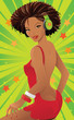 Vektor: Sexy African woman with headphones dancing Sexy African woman with headphones dancing