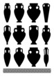 Black silhouettes of ancient amphorae and vases Black silhouettes of ancient amphorae and vases
