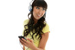 Female leisure enjoying music
