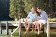 Father,son and grandson fishing together