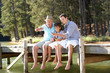 Father,son and grandson fishing together