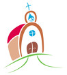 Colorful symbol of church on simple illustration