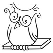 Illustration of Owl seating on the book