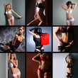 A collage of images with young women in sexy clothes A collage of images with young women in sexy clothes