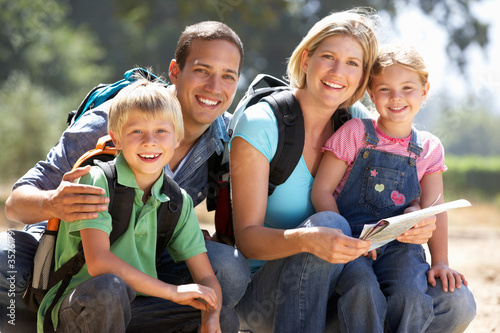 Photo: Young family on country walk Young family on country walk
