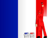 Illustration of a man figure painting the flag of France