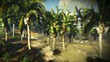 tsunami flooding tropical shore