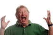 middle age senior man emotional screaming in shock