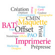 Imprimerie nuage de mots. Imprimerie nuage de mots.