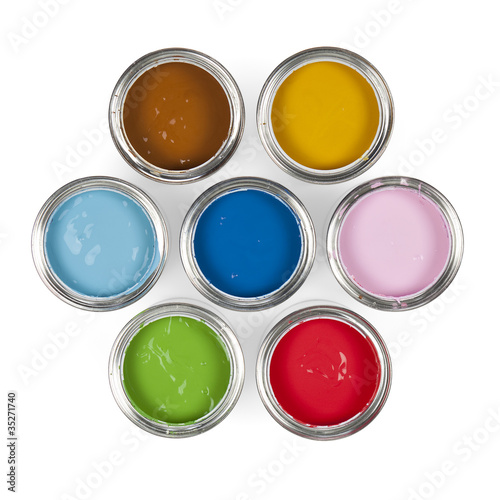 Photo: Paint cans on white Paint cans on white