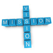 Vision and mission crossword on white background