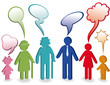 Vector: Family with speech bubbles Family with speech bubbles