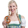 Frau mit Brezel