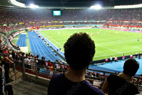Photo: Fan watching a game Fan watching a game