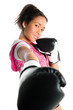 Foto: Young beautiful mixed race boxing teenager, punching and smiling Young beautiful mixed race boxing teenager, punching and smiling