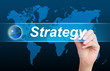 women hand writing strategy