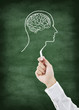 Brain drawing on greenboard with chalk