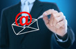 business man drawing social network ,electronic mail