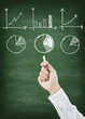 Hand drawing graph on chalkboard