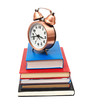 clock and books