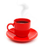 cup of black coffee white background red mug cup of black coffee white background red mug