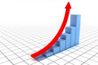 Red arrow on a blue chart