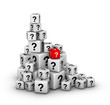 pile of dices with question marks