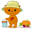 Teddy bear gardener with vegetables Teddy bear gardener with vegetables