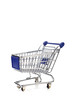blue shopping cart over white background
