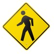 Isolated Yellow Pedestrian Warning or Safety Sign Isolated Yellow Pedestrian Warning or Safety Sign