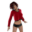 Junge Frau mit Polohemd und Hotpants