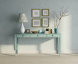 Blue turqoise console table interior