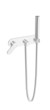 Modern hand-held water spray chrome shower fixtures 3D illustrat