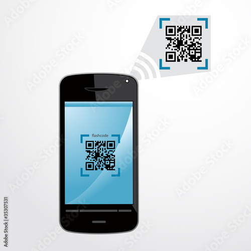 Vektor: flashcode, qr code, smartphone flashcode, qr code, smartphone
