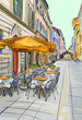 old town - illustration sketch old town - illustration sketch