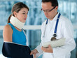 Injured woman with a doctor
