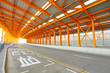 Orange tunnel and highway at day Orange tunnel and highway at day