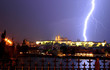 Lightning over the Prague Castle during thunderstorm. Lightning over the Prague Castle during thunderstorm.
