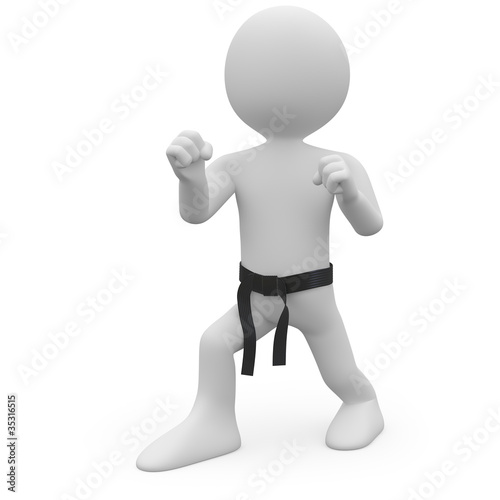 Illustration: Karate man in combat position I Karate man in combat position I