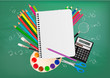 Back to school. Notepad with school supplies. Vector. Back to school. Notepad with school supplies. Vector.