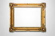 Grunge gold wooden frame on the wall with clipping path Grunge gold wooden frame on the wall with clipping path